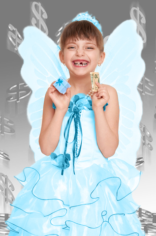 Child dressed up asa the tooth fairy
